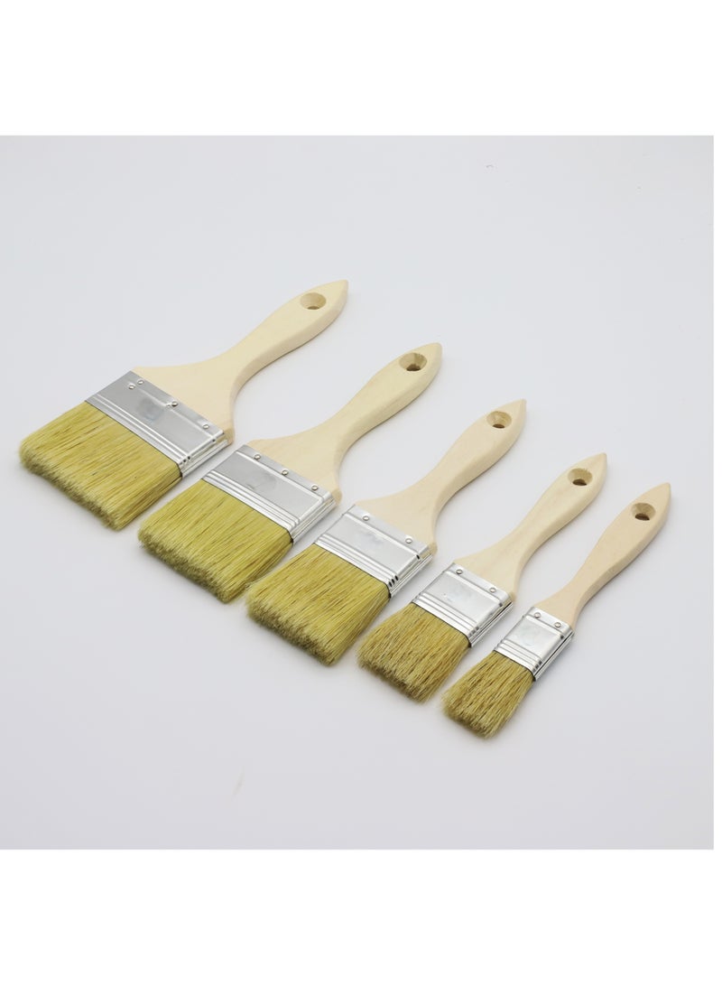 T&Y 5-Piese High Quality 1 2 3 4 5 Inch Bulk Paint Brushes Set with Wood Handle Customizable Industrial & DIY Wall Painting Tool - Image 1