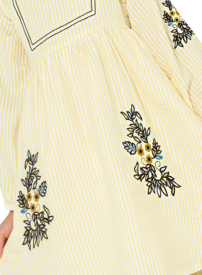 babyqlo Embroidered Stripe Dress - Image 5