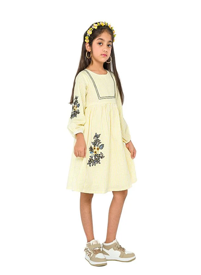 babyqlo Embroidered Stripe Dress