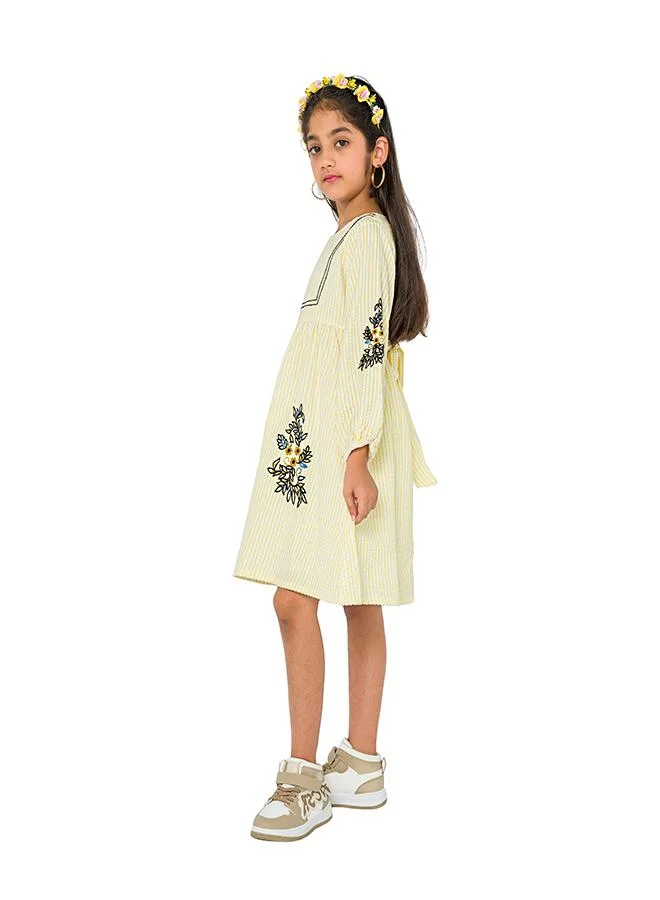 babyqlo Embroidered Stripe Dress