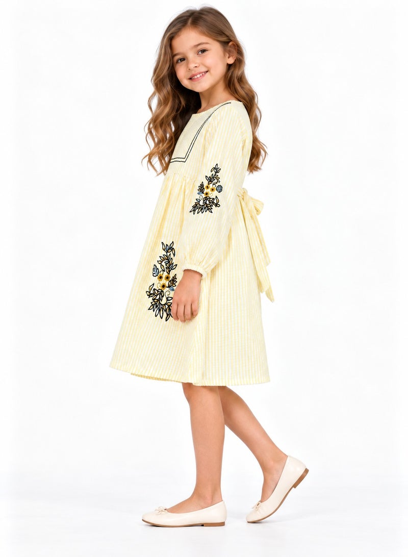 babyqlo Embroidered Stripe Dress - Image 3