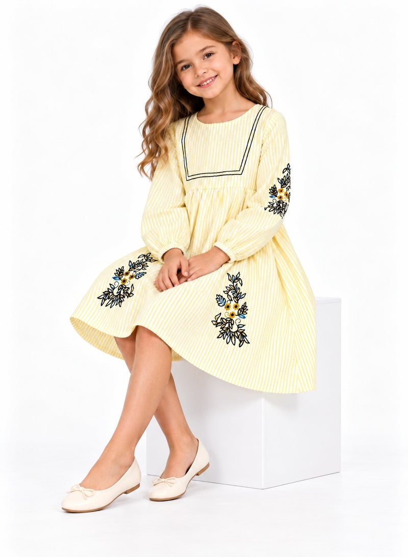 babyqlo Embroidered Stripe Dress - Image 4