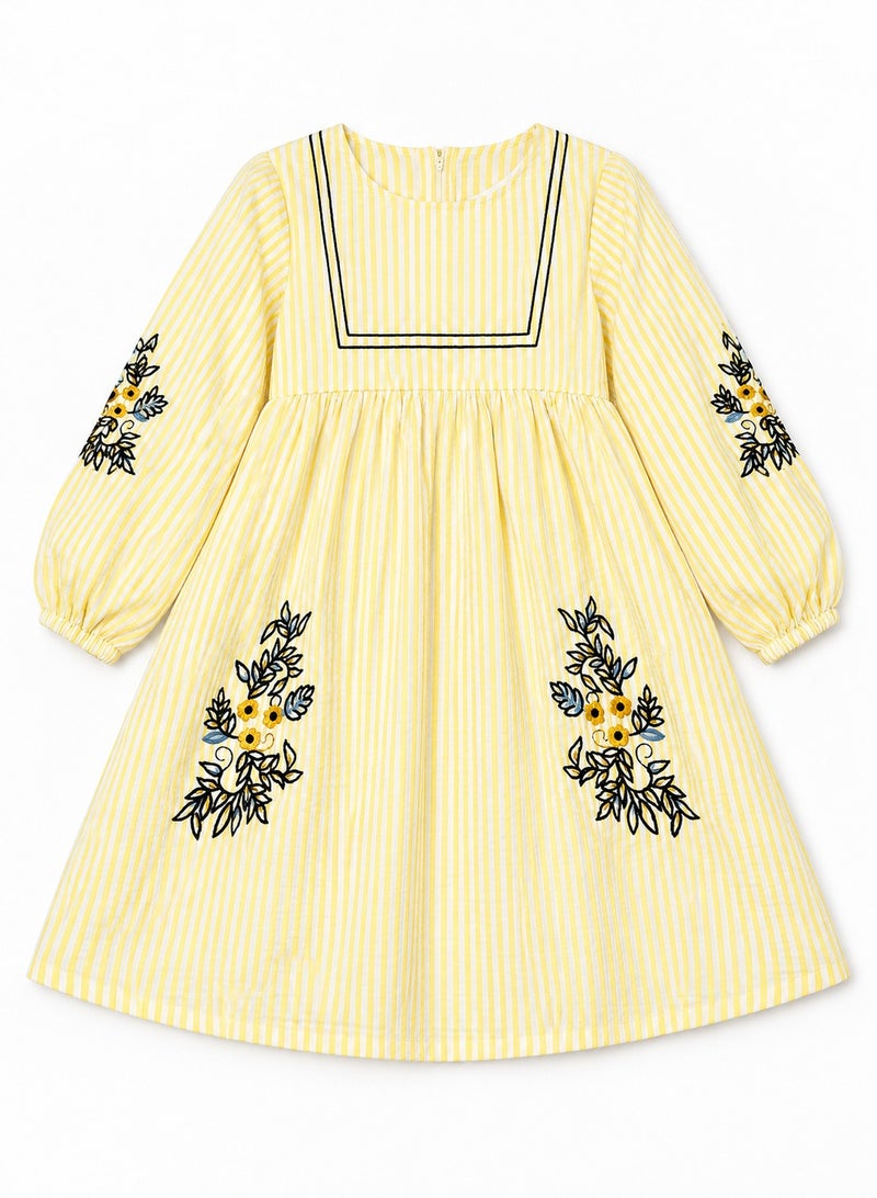 babyqlo Embroidered Stripe Dress - Image 5