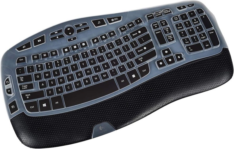 غطاء لوحة المفاتيح للوحة مفاتيح Logitech K350 MK550 MK570 اللاسلكية المتموجة، إكسسوارات غطاء واقي للوحة مفاتيح Logitech K350 MK550 MK570 اللاسلكية - أسود - Image 1