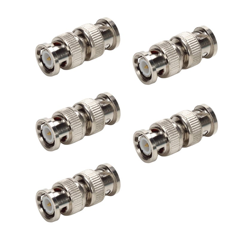 TLS.eagle BNC Plug Male to Male Coaxial Coupler Straight Adapter Connector for RG59 Cable Pack of 5 - Image 1