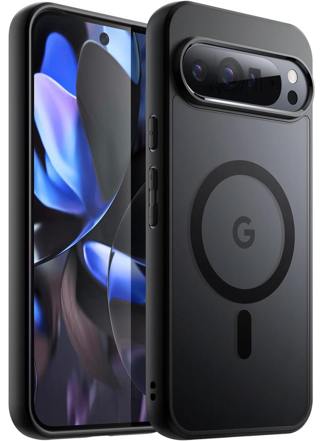 Jetech Magnetic Case For Google Pixel 9 9 Pro 2024 Compatible With Magsafe Translucent Matte Back Shockproof Phone Cover Black - Image 1