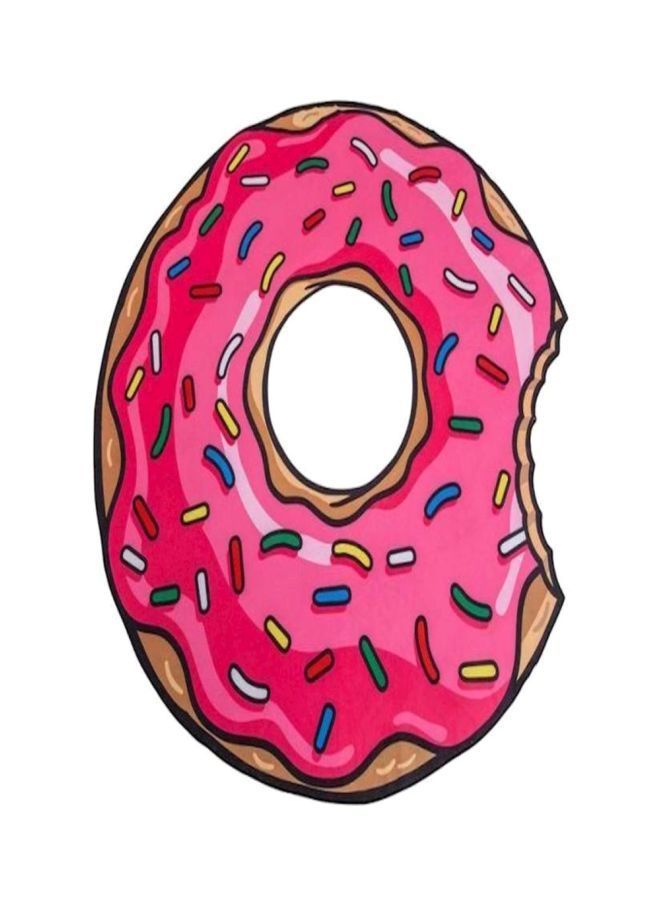 NIBEMINENT Donut 3D Printing Fun Beach Towel Pink/Beige/Red 160x160cm - Image 1