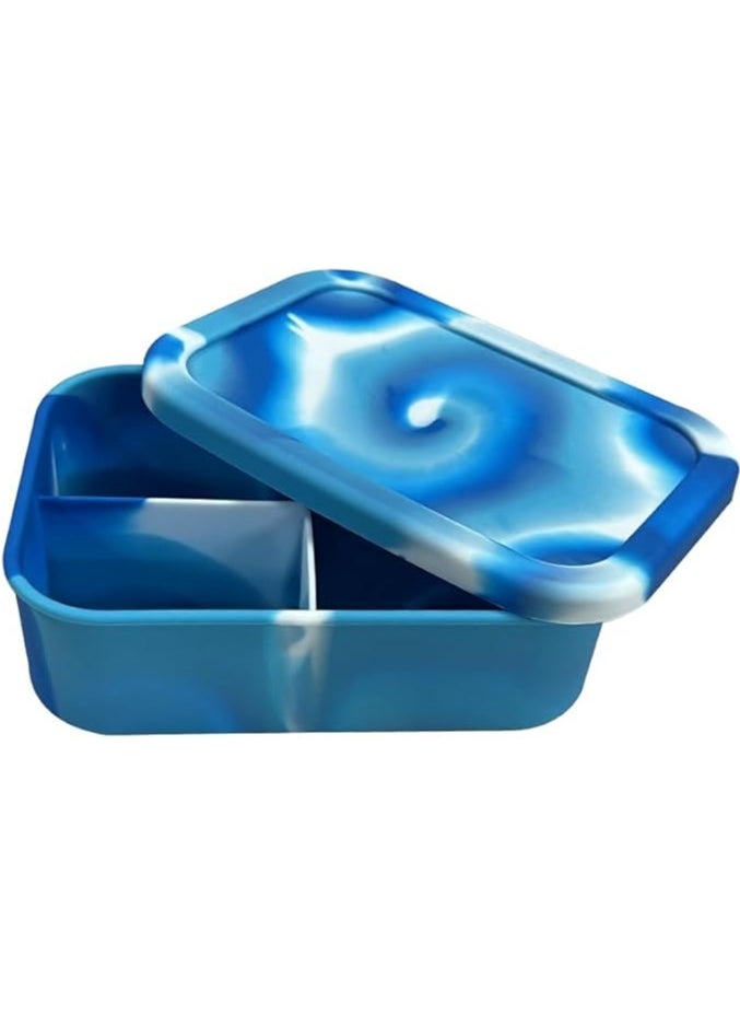 Generic Silicone Lunch Box - 3 Compartments (Blue Tie Dye)  - Image 1