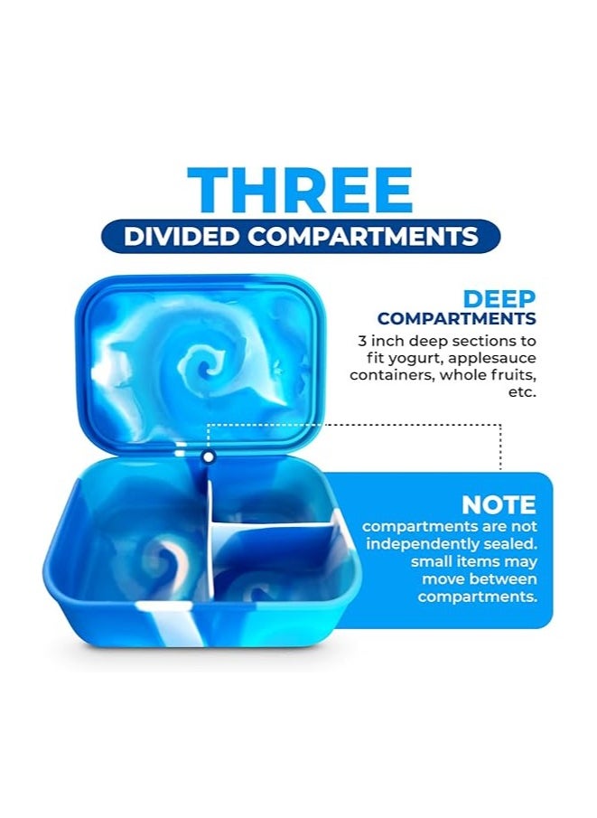 Generic Silicone Lunch Box - 3 Compartments (Blue Tie Dye)  - Image 2