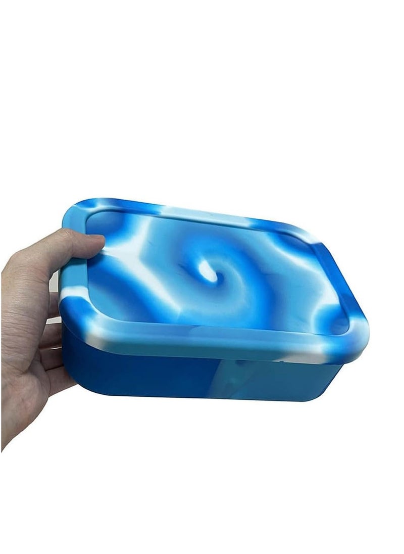 Generic Silicone Lunch Box - 3 Compartments (Blue Tie Dye)  - Image 4
