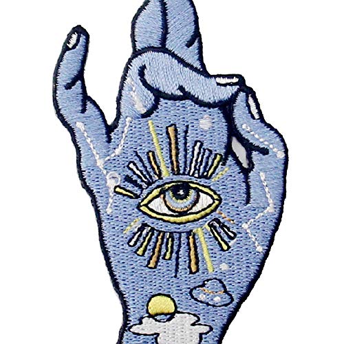 ZEGIN Good Luck I Love You Hand Sign and All Seeing Eyes Patch Embroidered Applique Badge Iron On Sew On Emblem - Image 2