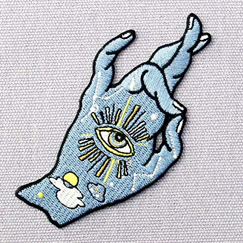 ZEGIN Good Luck I Love You Hand Sign and All Seeing Eyes Patch Embroidered Applique Badge Iron On Sew On Emblem - Image 3