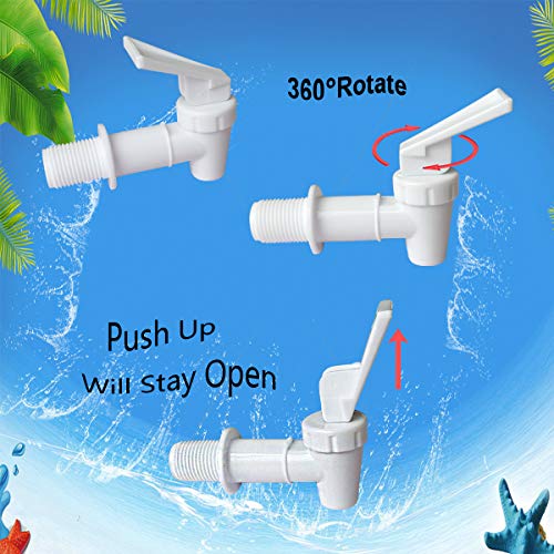 Qboyi Replacement Cooler Faucet 2 White and 2 Blue Water Dispenser Tap Set. BPA Free Plastic Spigot.. - Image 3