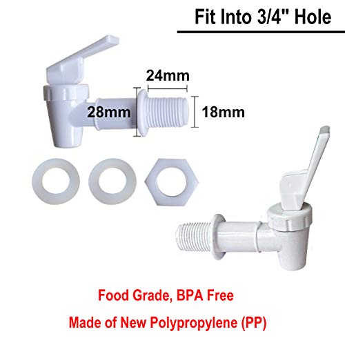 Qboyi Replacement Cooler Faucet 2 White and 2 Blue Water Dispenser Tap Set. BPA Free Plastic Spigot.. - Image 2