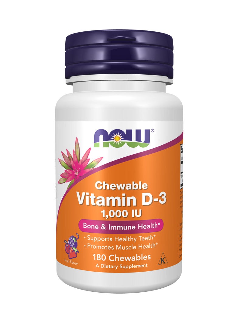 now Vitamin D-3 1000 IU Bone & Immune Health 180 Chewables 