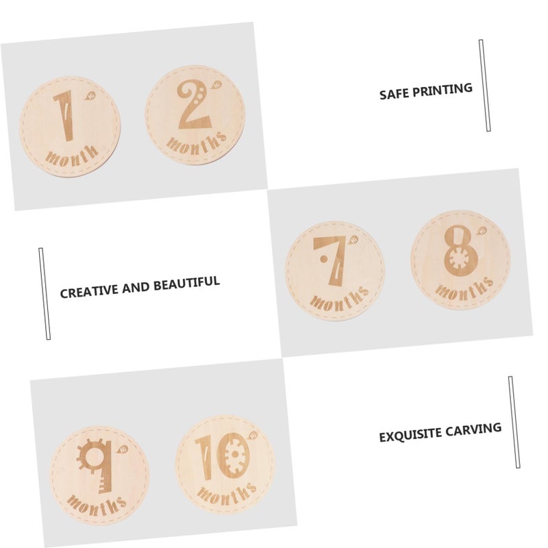 Wooden Monthly Photography Props Set 12pcs for Newborn First Year Cute Capture Moments - Image 5