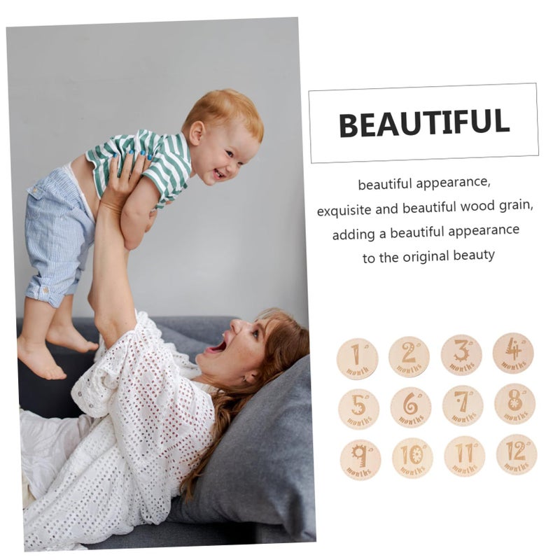 Wooden Monthly Photography Props Set 12pcs for Newborn First Year Cute Capture Moments - Image 4