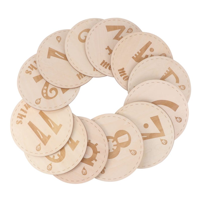 Wooden Monthly Photography Props Set 12pcs for Newborn First Year Cute Capture Moments - Image 2