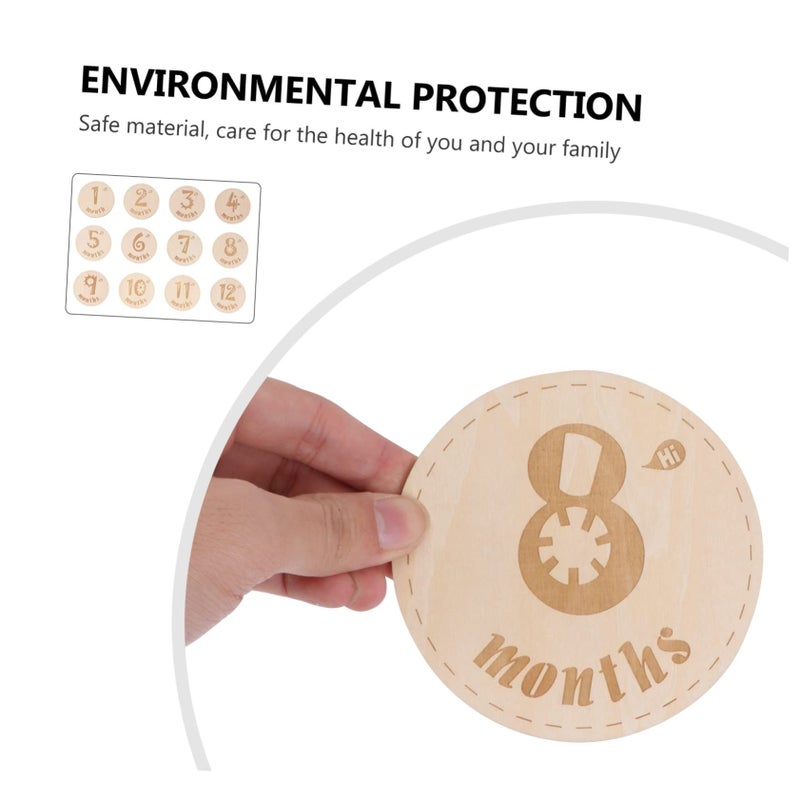 Wooden Monthly Photography Props Set 12pcs for Newborn First Year Cute Capture Moments - Image 3