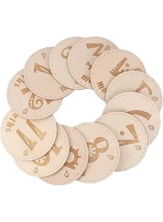 Wooden Monthly Photography Props Set 12pcs for Newborn First Year Cute Capture Moments - Image 1