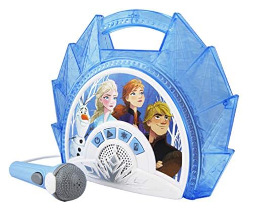 eKids Frozen 2 Sing Along Boombox with Microphone, Built in Music, Flashing Lights, Real Working Mic for Kids Karaoke Machine, Connects Mp3 Player Aux in Audio Device - Image 4