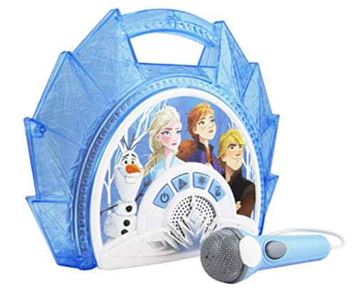 eKids Frozen 2 Sing Along Boombox with Microphone, Built in Music, Flashing Lights, Real Working Mic for Kids Karaoke Machine, Connects Mp3 Player Aux in Audio Device - Image 1