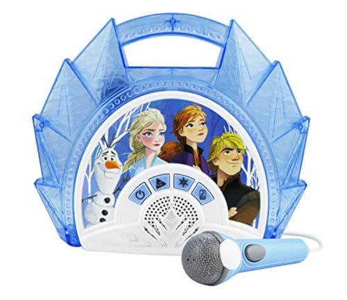 eKids Frozen 2 Sing Along Boombox with Microphone, Built in Music, Flashing Lights, Real Working Mic for Kids Karaoke Machine, Connects Mp3 Player Aux in Audio Device - Image 2
