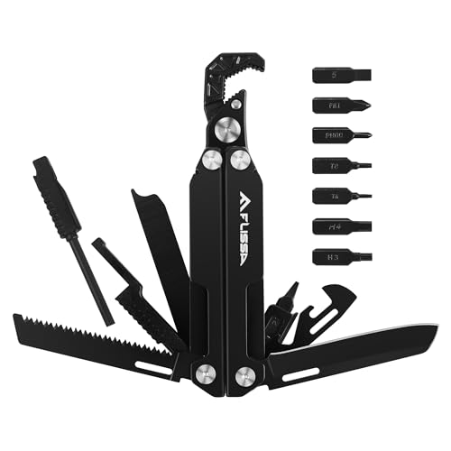 FLISSA Multitool Wrench, Gift for Men, 16-IN-1 EDC Multi-tool with Self-Adjusting Wrench, Stainless Steel Pocket Multi Tool with Knife, Screwdriver Bits, Saw, File, Ideal for Camping, Outdoor - Image 1