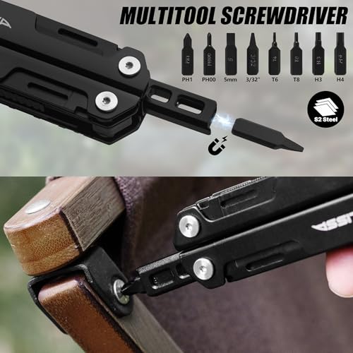FLISSA Multitool Wrench, Gift for Men, 16-IN-1 EDC Multi-tool with Self-Adjusting Wrench, Stainless Steel Pocket Multi Tool with Knife, Screwdriver Bits, Saw, File, Ideal for Camping, Outdoor - Image 4