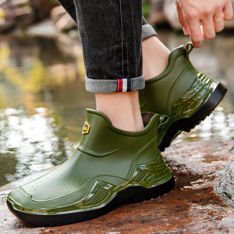 Rain Boots For Men, Fashionable And Wear-Resistant Outer Wear, Short-Tube Waterproof Boots, Car Washing, Outdoor Climbing And Fishing, Thickened Water Shoes And Rubber Shoes - Image 3