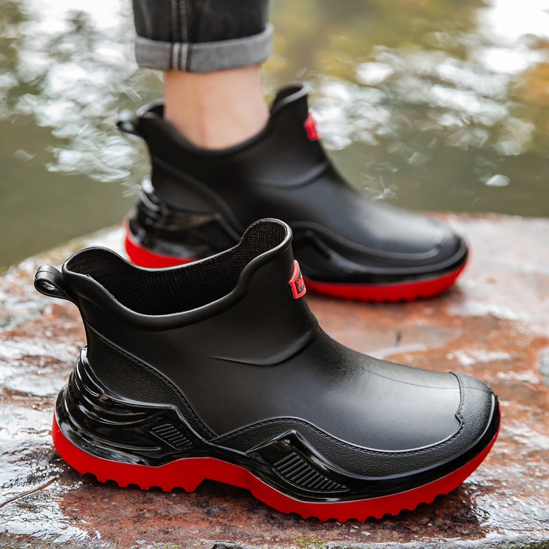 Rain Boots For Men, Fashionable And Wear-Resistant Outer Wear, Short-Tube Waterproof Boots, Car Washing, Outdoor Climbing And Fishing, Thickened Water Shoes And Rubber Shoes - Image 4