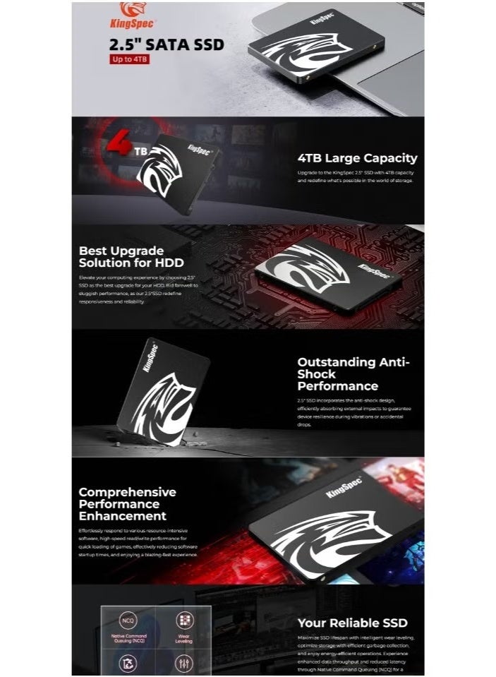 KingSpec KingSpec P3 Solid State Drive 2.5" SATA ||| 1TB SSD for Desktop, Laptop Computers And PS5 Xbox Shock-Resistant, Vibration-Resistant 3D NAND  - Image 2