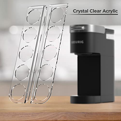 GALVANOX Acrylic K-Cup Holder for Single Serve Keurig Machines - Easy Pod Access Organizer for K Cups - Space Saving Modern Display, Holds 10 Pods (K-Mini/Plus/K Slim Coffee Maker and more) - Image 5