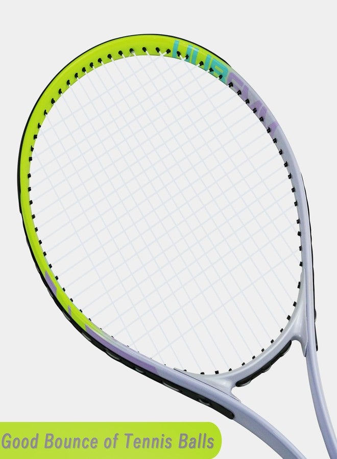 UUBEMM Tennis Racket Pre-Strung Lightweight 27 Inch Racquet Recreational Adult Rackets for Men Women Students Training Tennis Starter Kit with Balls,Carry Bag and Overgrips (Green/White - 2 Rackets) - Image 3