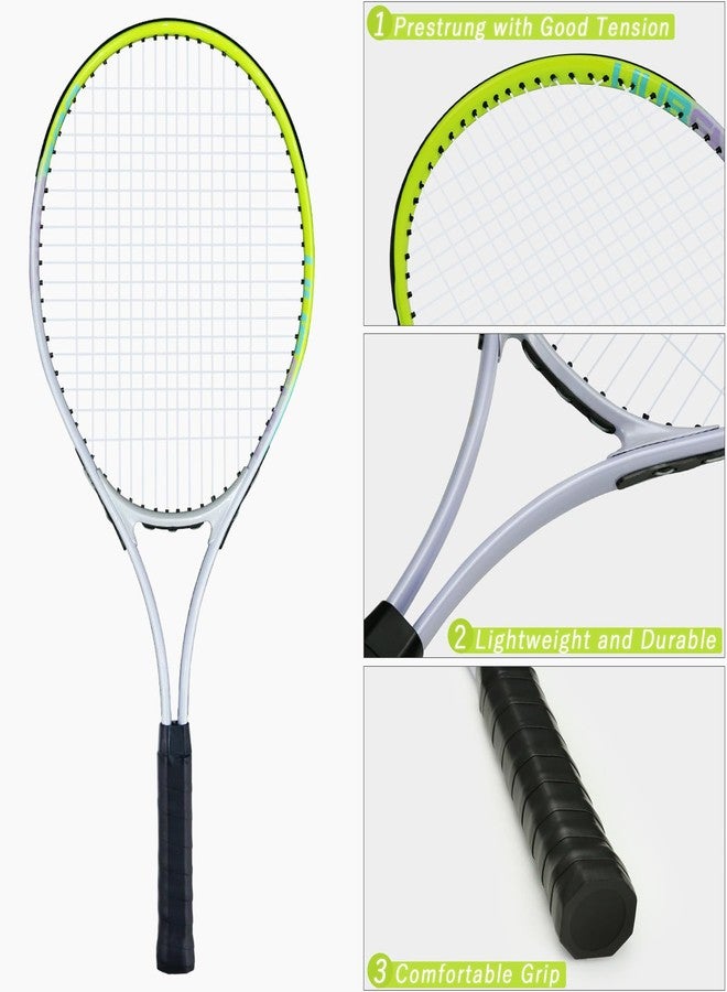 UUBEMM Tennis Racket Pre-Strung Lightweight 27 Inch Racquet Recreational Adult Rackets for Men Women Students Training Tennis Starter Kit with Balls,Carry Bag and Overgrips (Green/White - 2 Rackets) - Image 4
