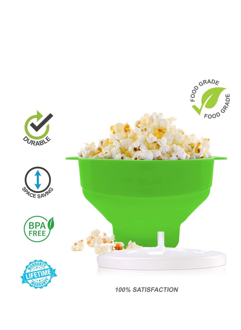 SYOSI - Silicone Microwave Popcorn Popper with Lid for Home Microwave Popcorn Makers with Handles Collapsible Popcorn Bowl - Image 1