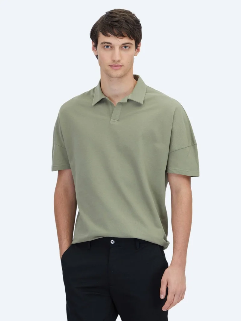 Kip Green Polo Neck 100% Cotton T-Shirt