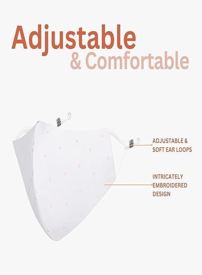MASQ Embroidered 4-Layer Premium 100% Pure Cotton Cloth Mask, Anti-Pollution,Filteration Efficiency (BFE)>99%, Reusable & Adjustable, (Pack of 06) - Image 4