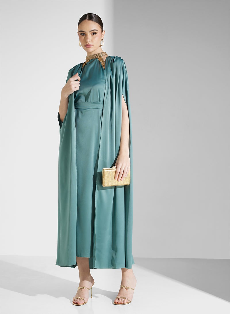 hayas closet Teal Satin Dress  - Image 1
