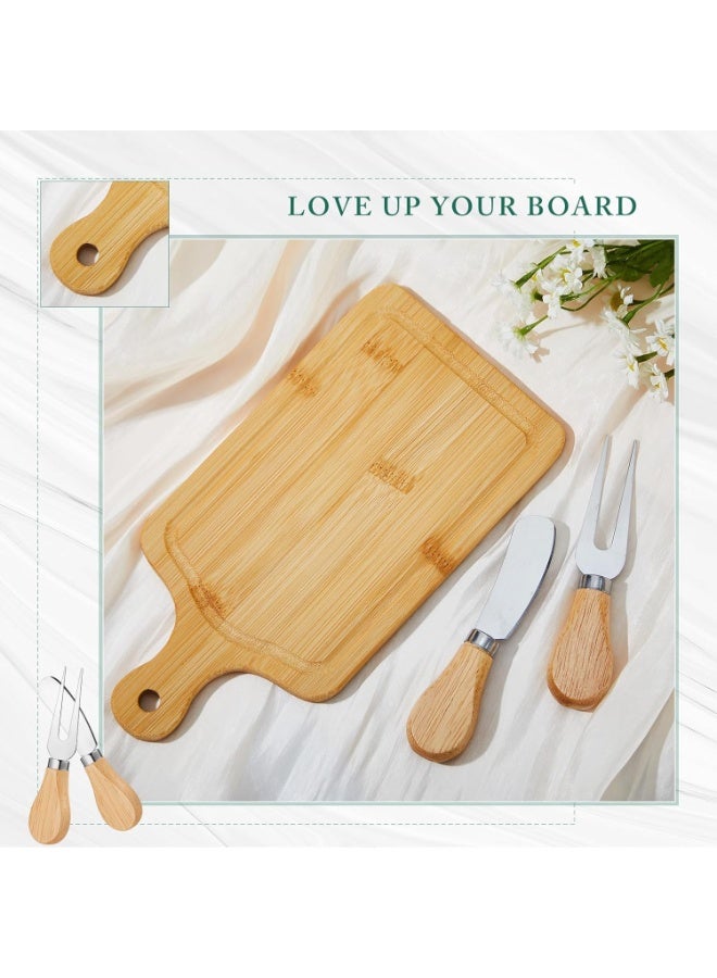Bukela Bamboo Cheese Board Set, Portable Outdoor Cheese Board With Knife And Fork, Multi-Functional Food Serving Platter, Baptism Party Favors Cutting Board For Home Camping - Image 3