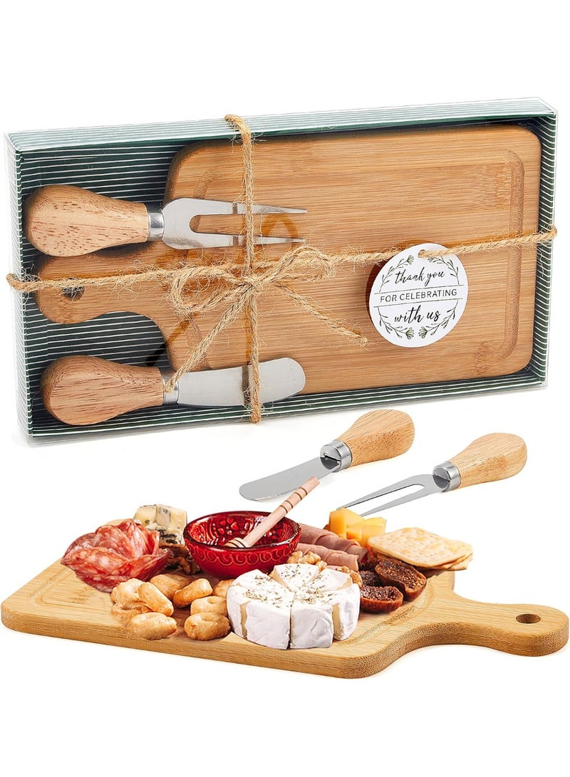 Bukela Bamboo Cheese Board Set, Portable Outdoor Cheese Board With Knife And Fork, Multi-Functional Food Serving Platter, Baptism Party Favors Cutting Board For Home Camping - Image 1