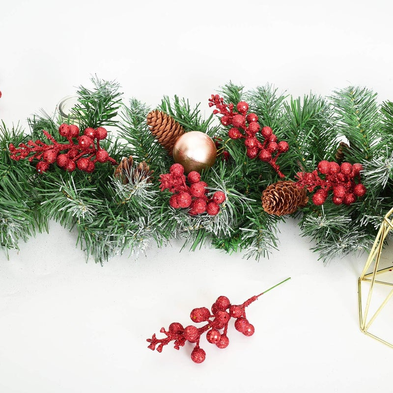 Lvydec 16pcs Christmas Glitter Berries Stems Clearance, 7.8" Artificial Christmas Picks for Christmas Tree Ornaments, DIY Xmas Wreath, Crafts, Holiday and Home Decor (Red) - Image 4