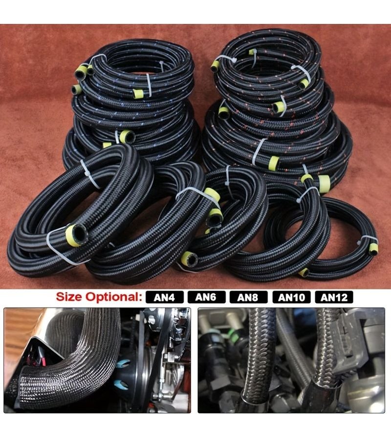 High Performance 2 Meters AN8 Red Nylon Braid Stainless Steel Rubber Fuel Line Hose for Car Modified - Image 5