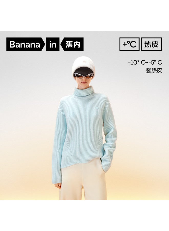 Bananain سويت شيرت نسائي ذو رقبة عالية حرارية 303+++ للحفاظ على الدفء، قمة ناعمة ودافئة لخريف شتاء 2025 - Image 4