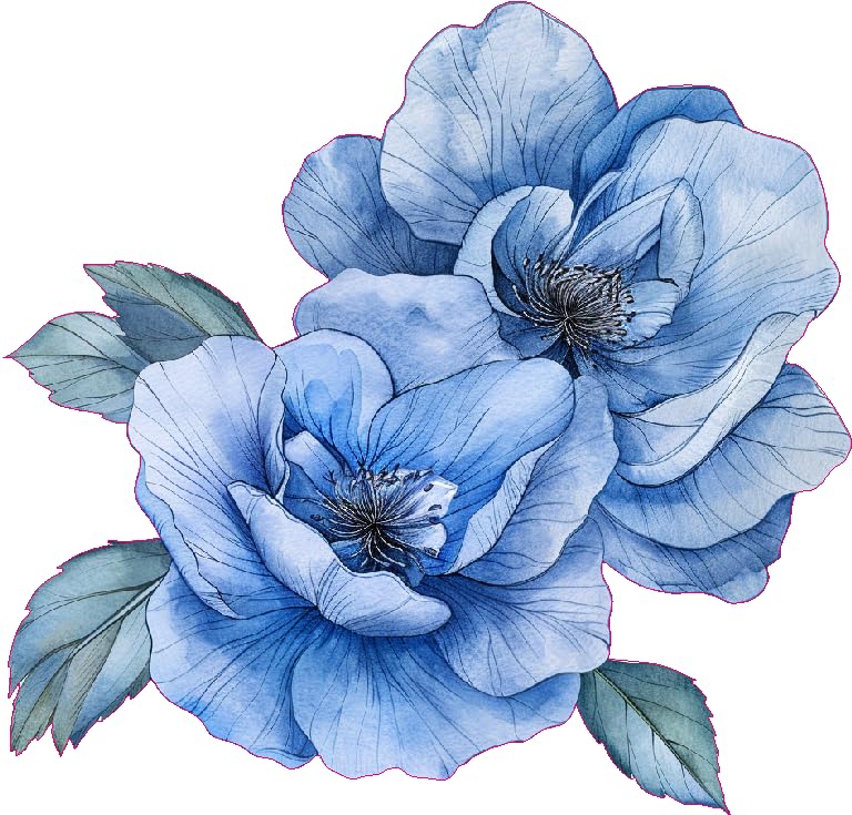 MAKTEM Watercolor Perennial Geranium Flower Car Vinyl Decal, Blue Floral Sticker for Bumper Side Mirror Window, Vehicle Decoration Decal, Lower (Blue) - Image 1