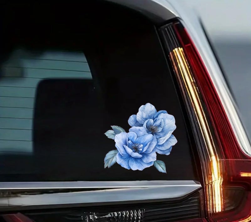 MAKTEM Watercolor Perennial Geranium Flower Car Vinyl Decal, Blue Floral Sticker for Bumper Side Mirror Window, Vehicle Decoration Decal, Lower (Blue) - Image 3