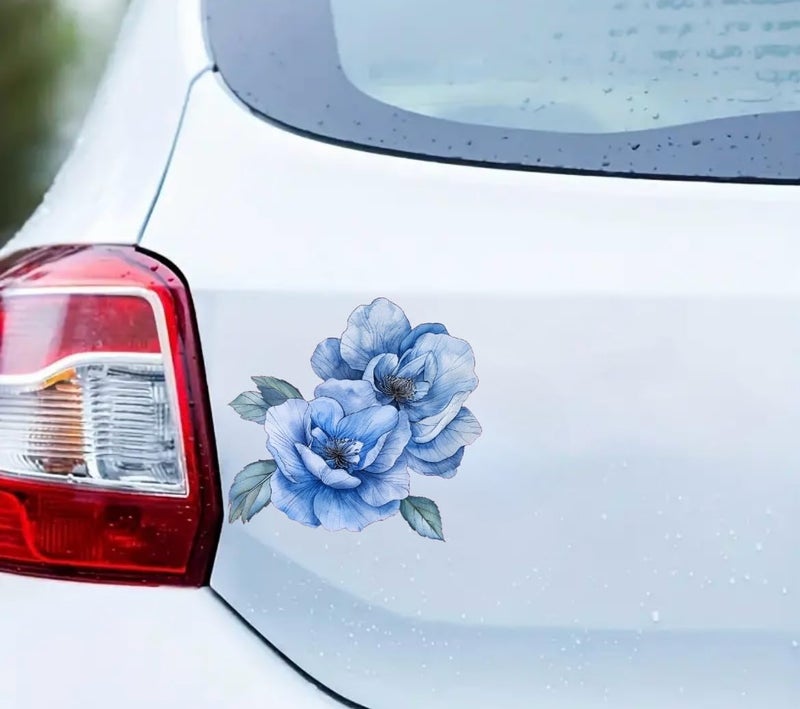 MAKTEM Watercolor Perennial Geranium Flower Car Vinyl Decal, Blue Floral Sticker for Bumper Side Mirror Window, Vehicle Decoration Decal, Lower (Blue) - Image 4