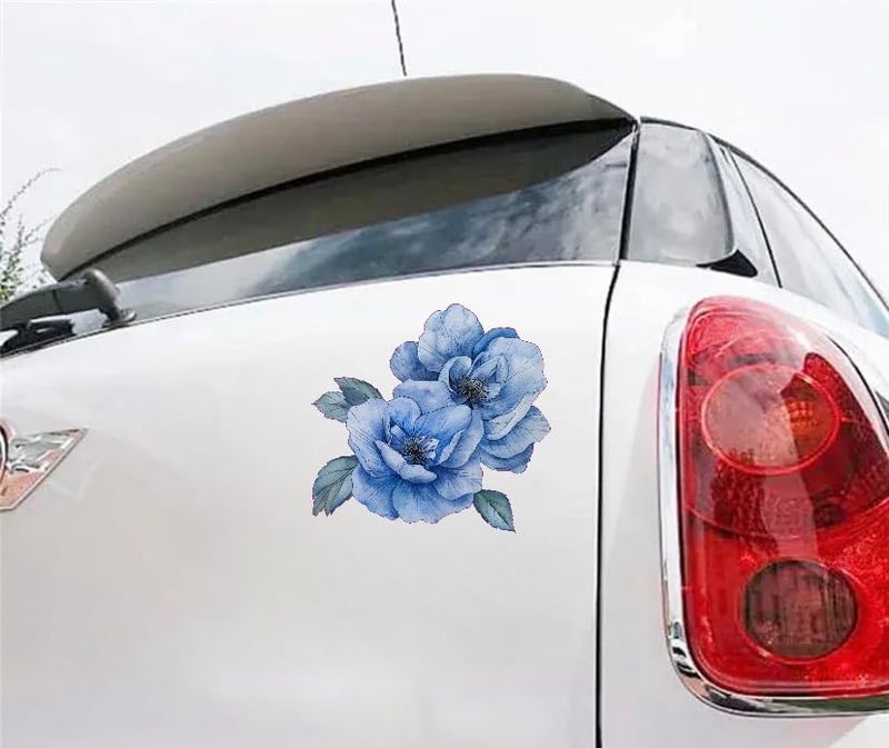 MAKTEM Watercolor Perennial Geranium Flower Car Vinyl Decal, Blue Floral Sticker for Bumper Side Mirror Window, Vehicle Decoration Decal, Lower (Blue) - Image 2