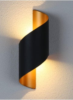 YATAI LIGHTING Modern LED Wall Light, 13W Black and Gold Curve Design, Waterproof and Dust-Proof, 3000K Warm Light, 10CM Width x 28CM Height, Ideal for Outdoor Spaces, Entryways, and Patios  - Image 1