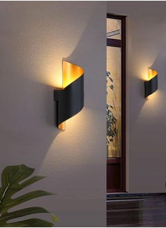 YATAI LIGHTING Modern LED Wall Light, 13W Black and Gold Curve Design, Waterproof and Dust-Proof, 3000K Warm Light, 10CM Width x 28CM Height, Ideal for Outdoor Spaces, Entryways, and Patios  - Image 2